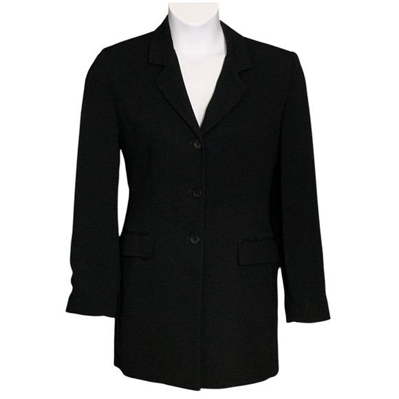 Vintage Garfield & Marks Car Coat Black Career Blazer Sz 12 Pockets Ribbed Sleek - Picture 1 of 8